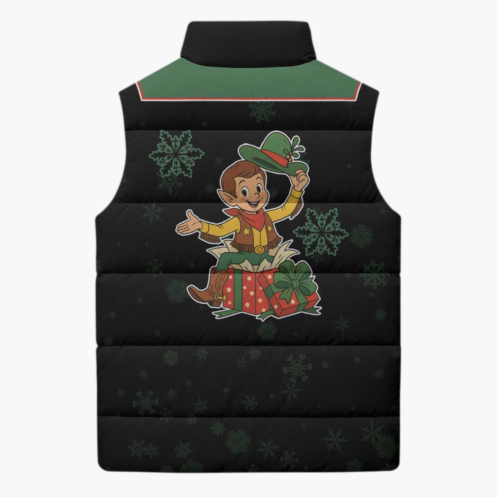 Western Yoke Sleeveless Puffer Jacket Elves Cowboy Style - Wonder Print Shop