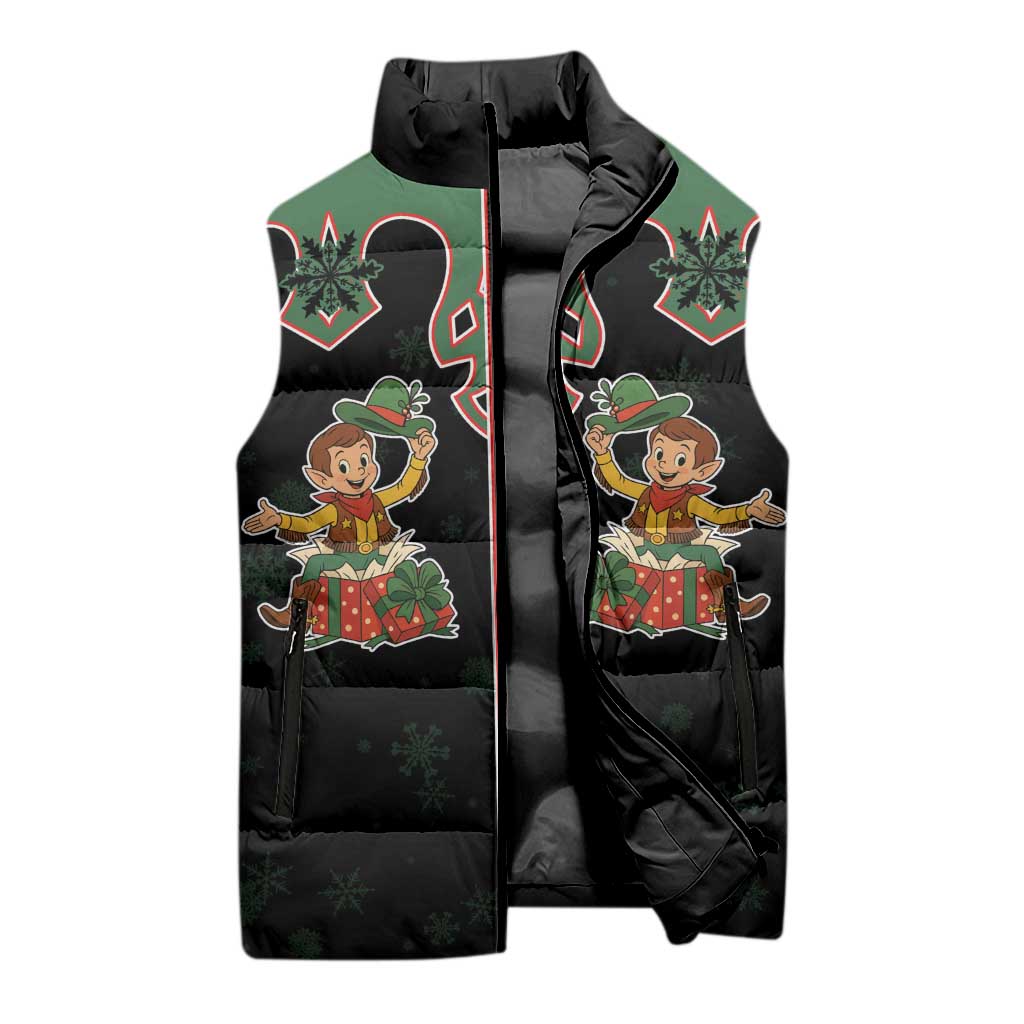 Western Yoke Sleeveless Puffer Jacket Elves Cowboy Style - Wonder Print Shop