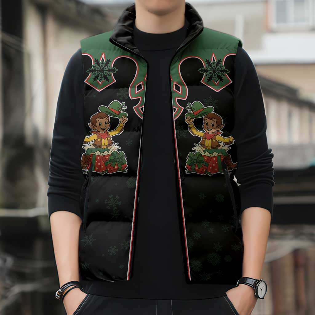 Western Yoke Sleeveless Puffer Jacket Elves Cowboy Style - Wonder Print Shop