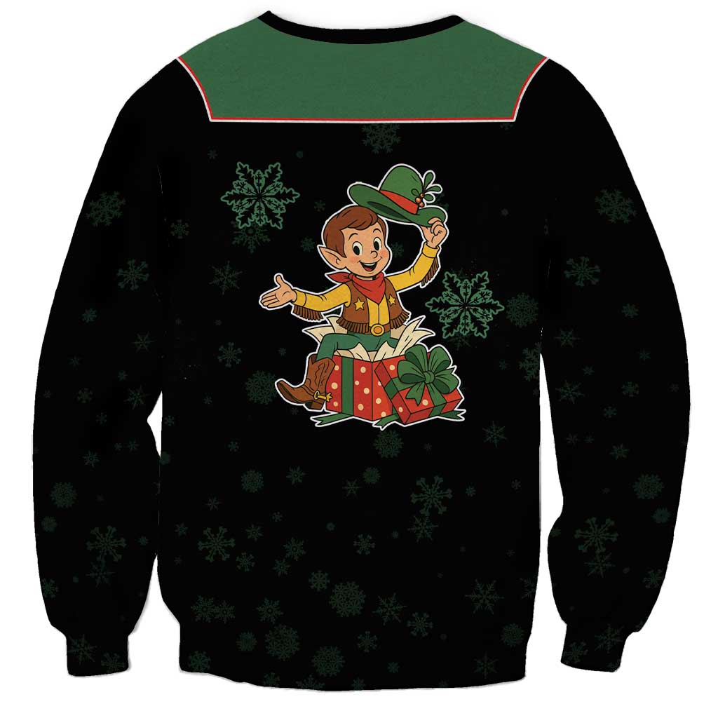 Western Yoke Sweatshirt Elves Cowboy Style - Wonder Print Shop