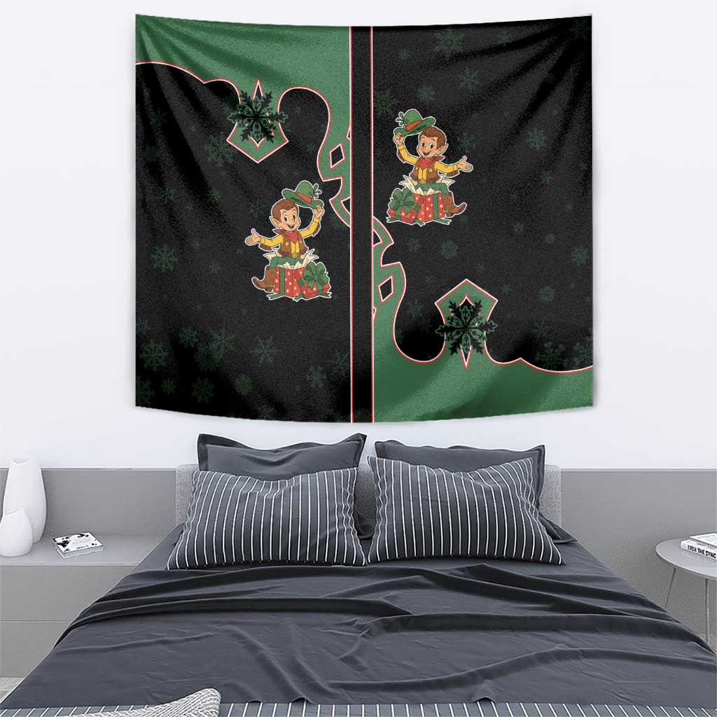 Western Yoke Tapestry Elves Cowboy Style - Wonder Print Shop