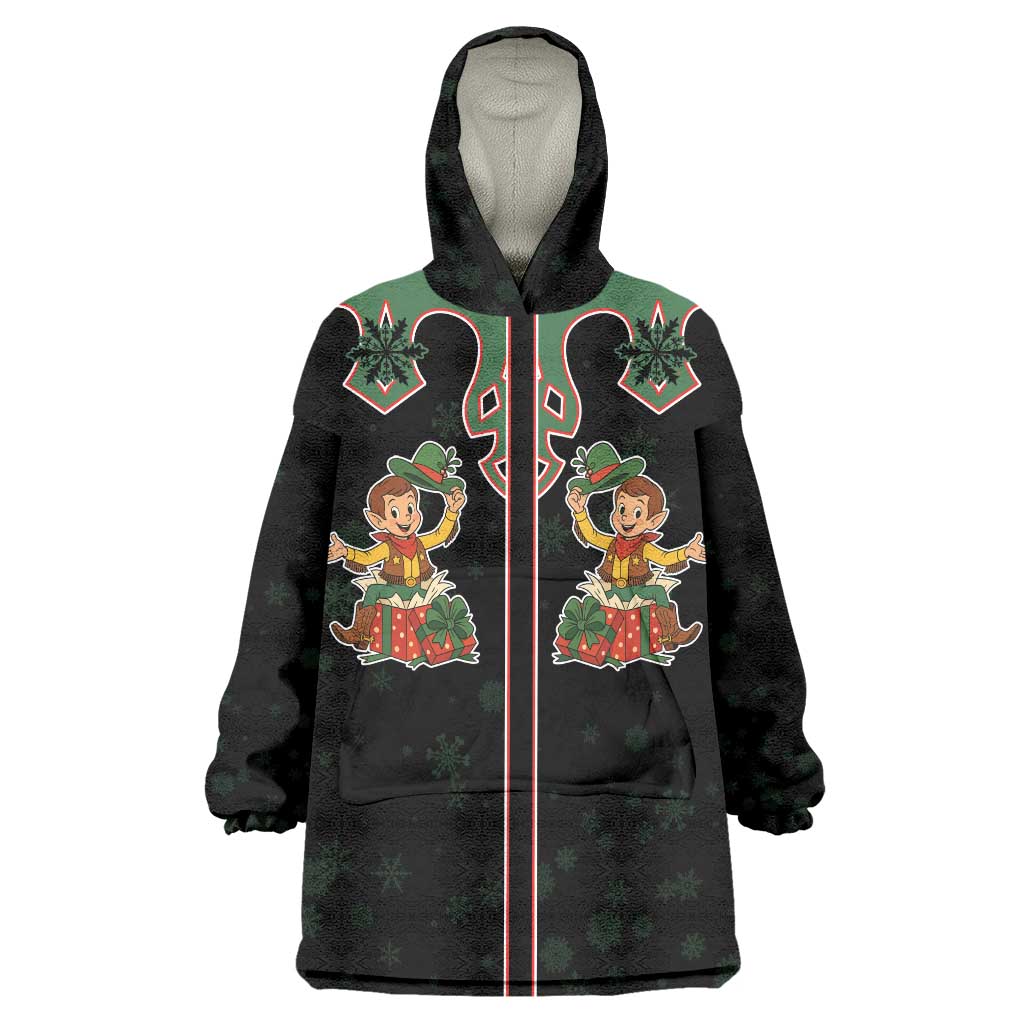 Western Yoke Wearable Blanket Hoodie Elves Cowboy Style - Wonder Print Shop
