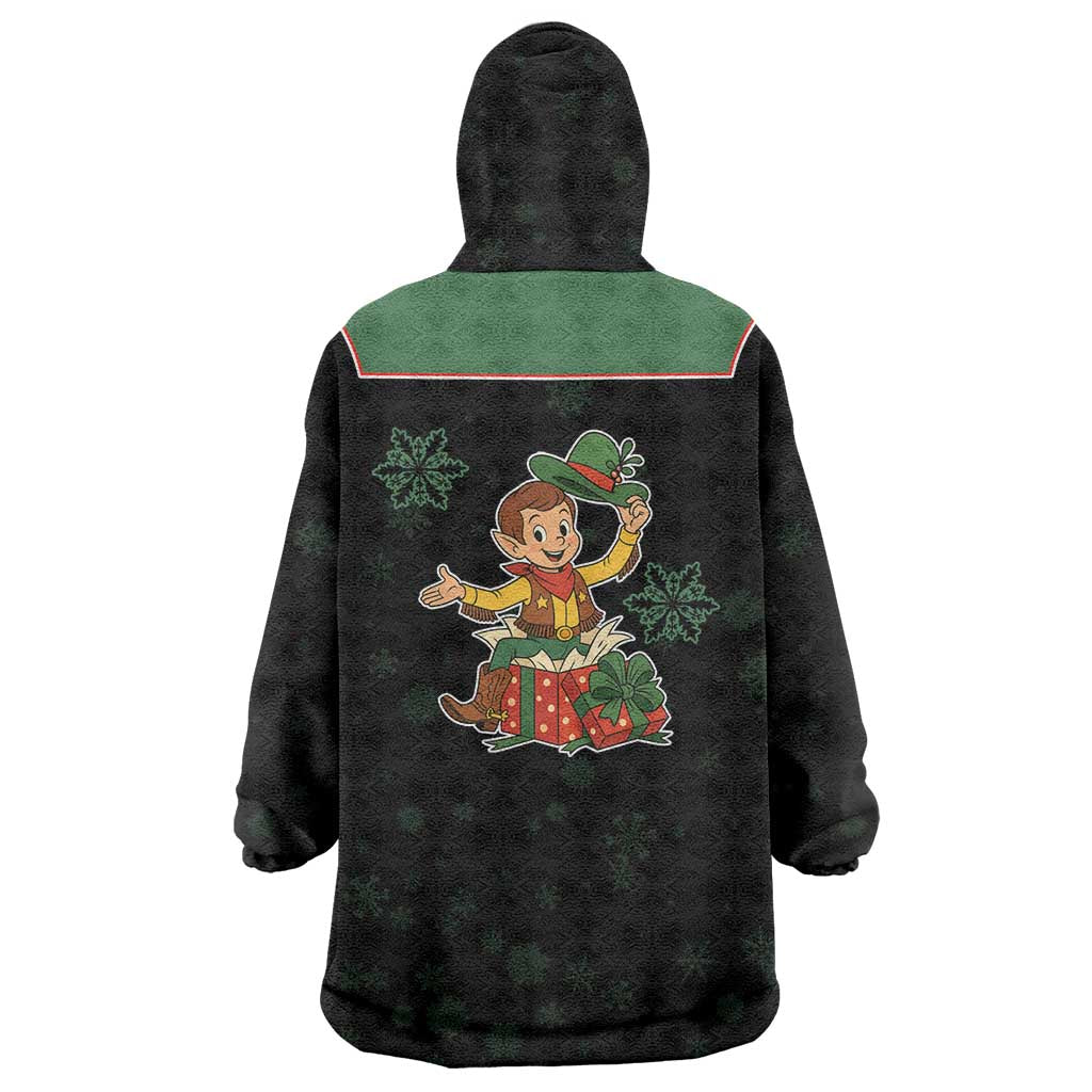 Western Yoke Wearable Blanket Hoodie Elves Cowboy Style - Wonder Print Shop