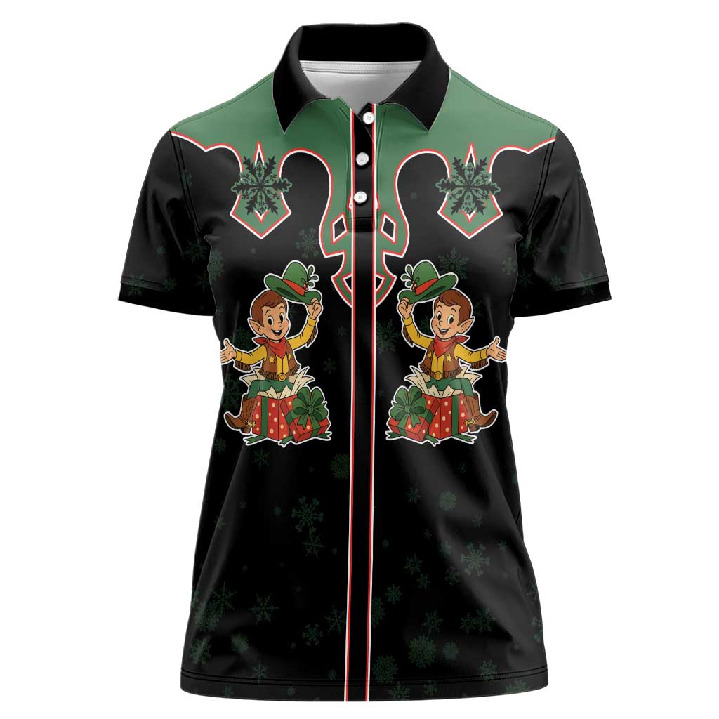 Western Yoke Women Polo Shirt Elves Cowboy Style - Wonder Print Shop