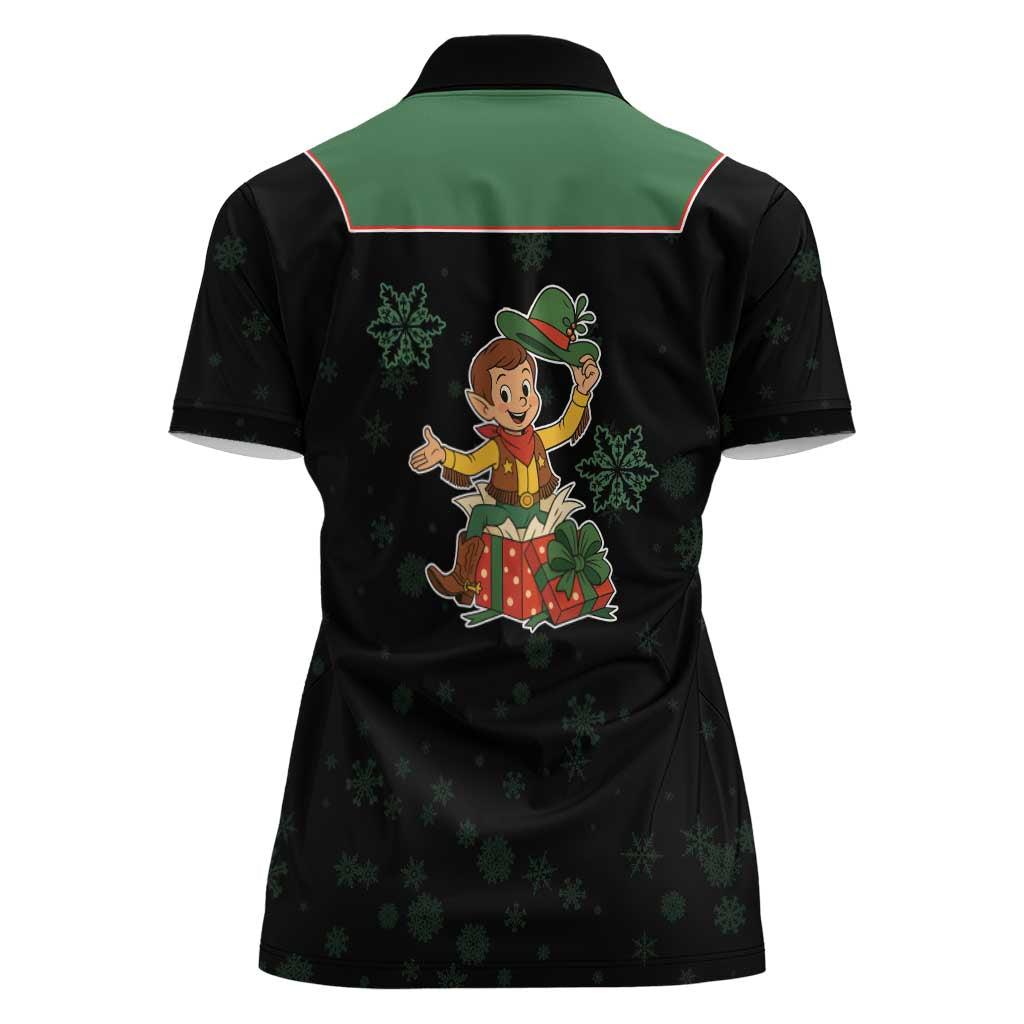 Western Yoke Women Polo Shirt Elves Cowboy Style - Wonder Print Shop