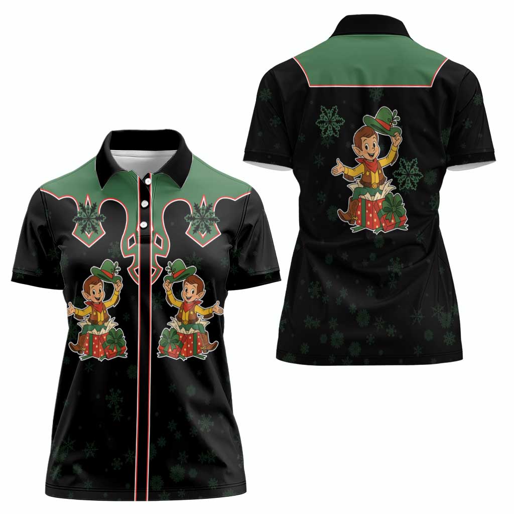 Western Yoke Women Polo Shirt Elves Cowboy Style - Wonder Print Shop