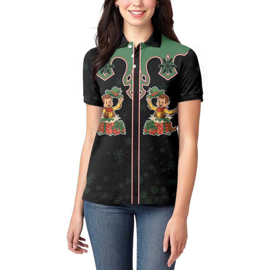 Western Yoke Women Polo Shirt Elves Cowboy Style - Wonder Print Shop