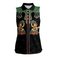 Western Yoke Women Sleeveless Polo Shirt Elves Cowboy Style - Wonder Print Shop