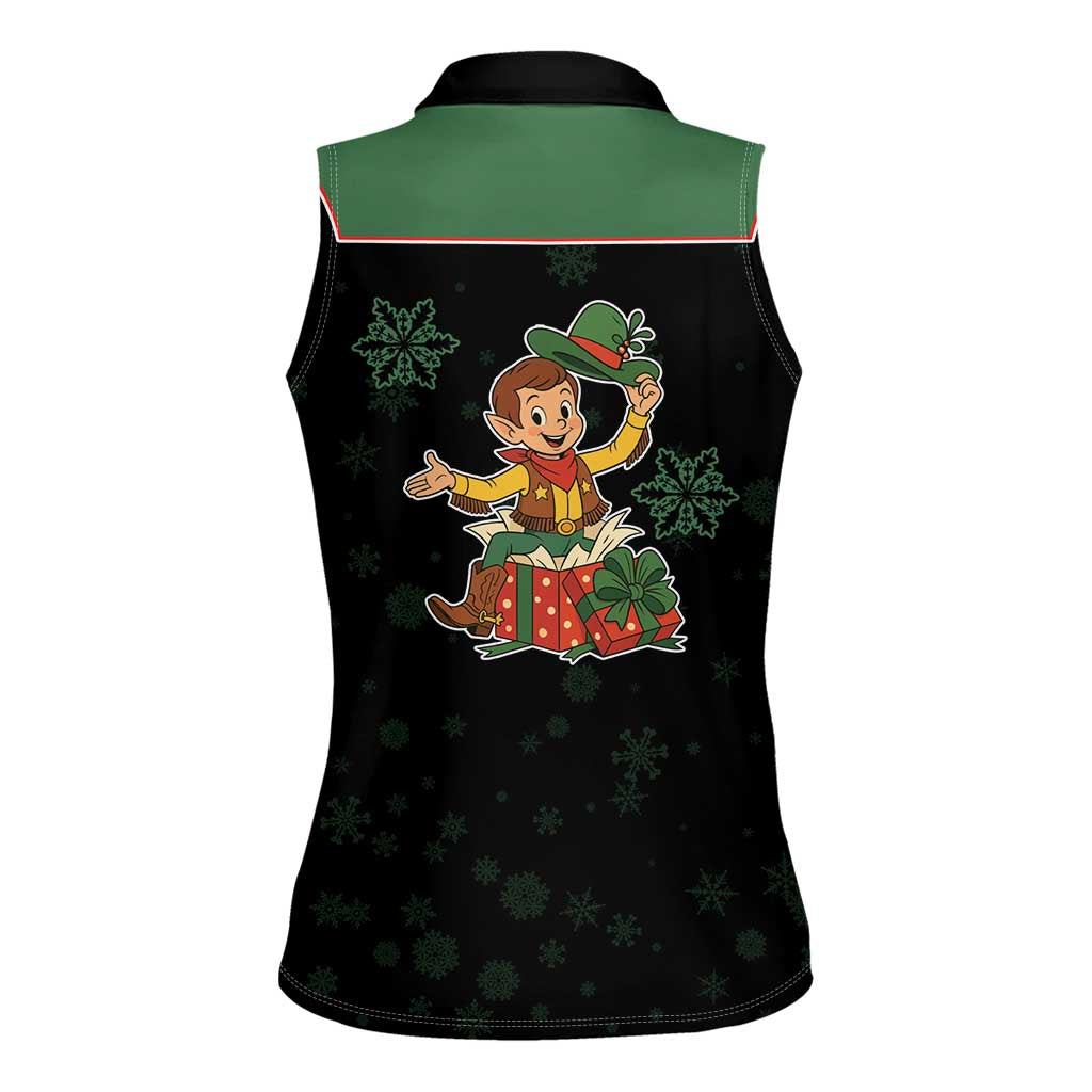 Western Yoke Women Sleeveless Polo Shirt Elves Cowboy Style - Wonder Print Shop