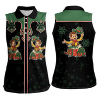 Western Yoke Women Sleeveless Polo Shirt Elves Cowboy Style - Wonder Print Shop