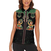 Western Yoke Women Sleeveless Polo Shirt Elves Cowboy Style - Wonder Print Shop