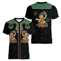 Western Yoke Women V-Neck T-Shirt Elves Cowboy Style - Wonder Print Shop