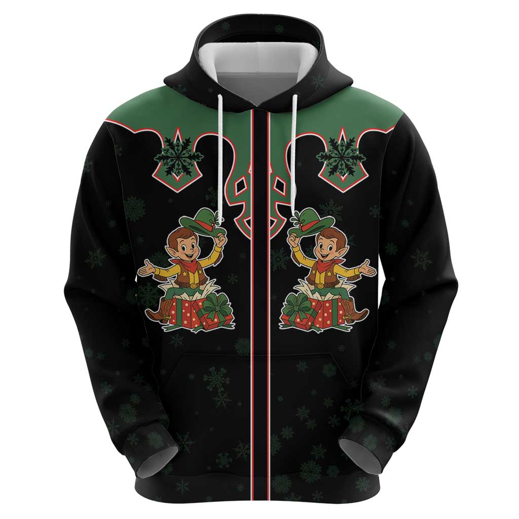 Western Yoke Zip Hoodie Elves Cowboy Style - Wonder Print Shop