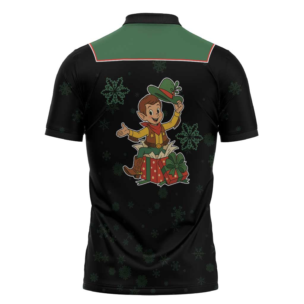 Western Yoke Zipper Polo Shirt Elves Cowboy Style - Wonder Print Shop