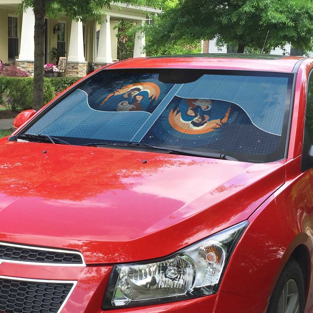 Western Yoke Auto Sun Shade Holy Family Christmas Cowboy Style - Wonder Print Shop