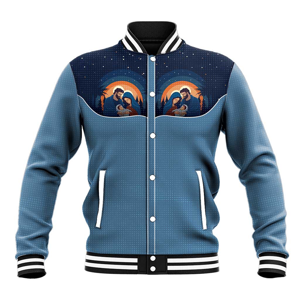 Western Yoke Baseball Jacket Holy Family Christmas Cowboy Style - Wonder Print Shop
