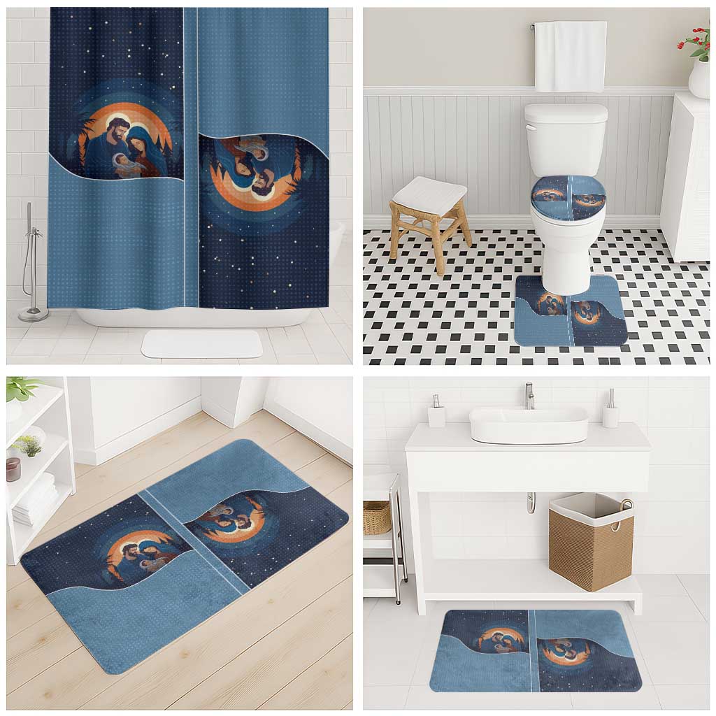 Western Yoke Bathroom Set Holy Family Christmas Cowboy Style - Wonder Print Shop
