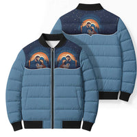 Western Yoke Bomber Puffer Jacket Holy Family Christmas Cowboy Style - Wonder Print Shop
