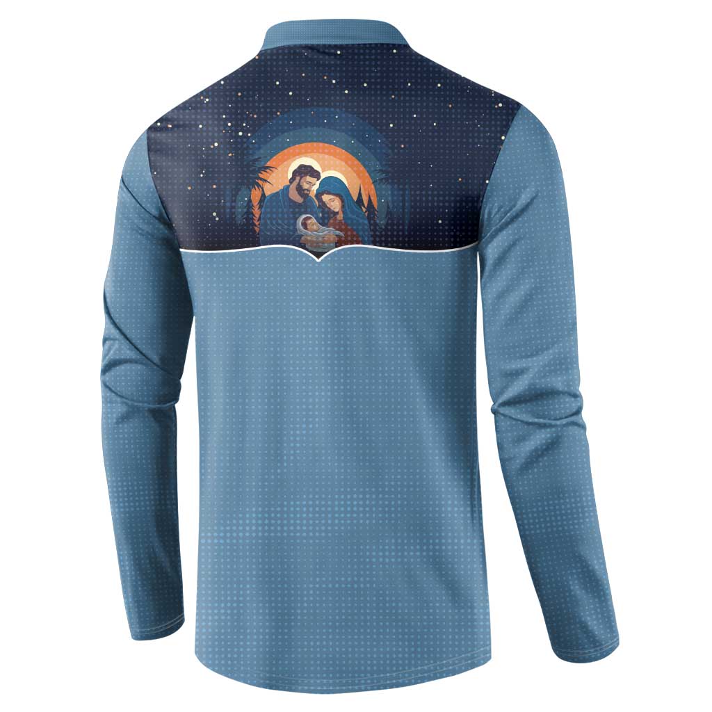 Western Yoke Button Sweatshirt Holy Family Christmas Cowboy Style - Wonder Print Shop