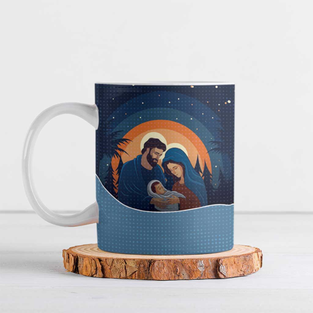 Western Yoke Ceramic Mug Holy Family Christmas Cowboy Style - Wonder Print Shop