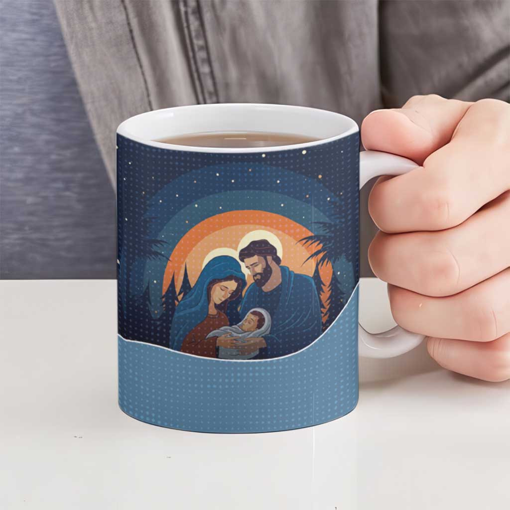 Western Yoke Ceramic Mug Holy Family Christmas Cowboy Style - Wonder Print Shop