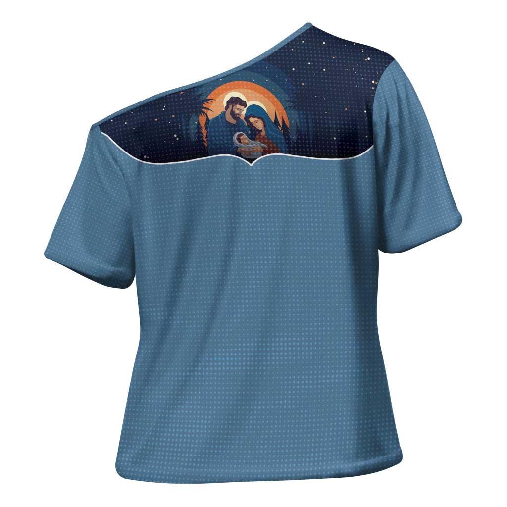 Western Yoke Cross Shoulder Shirt Holy Family Christmas Cowboy Style - Wonder Print Shop