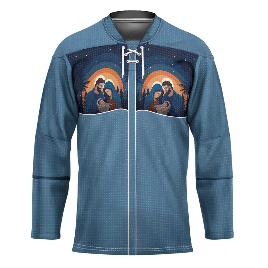 Western Yoke Hockey Jersey Holy Family Christmas Cowboy Style - Wonder Print Shop