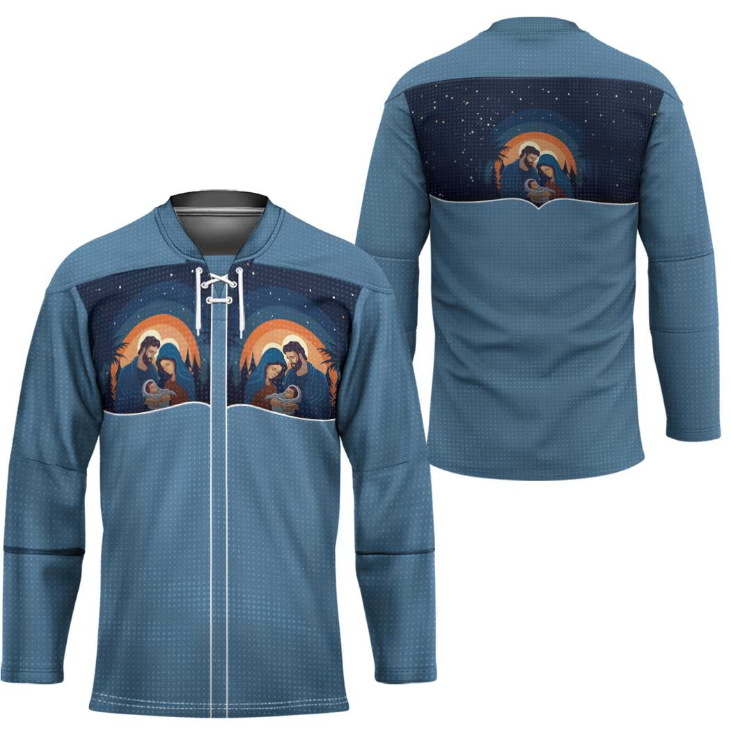Western Yoke Hockey Jersey Holy Family Christmas Cowboy Style - Wonder Print Shop
