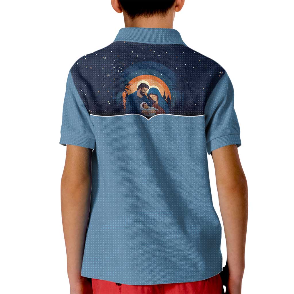 Western Yoke Kid Polo Shirt Holy Family Christmas Cowboy Style - Wonder Print Shop
