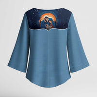 Western Yoke Kimono Sleeve Blouse Holy Family Christmas Cowboy Style - Wonder Print Shop