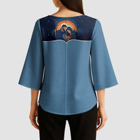 Western Yoke Kimono Sleeve Blouse Holy Family Christmas Cowboy Style - Wonder Print Shop