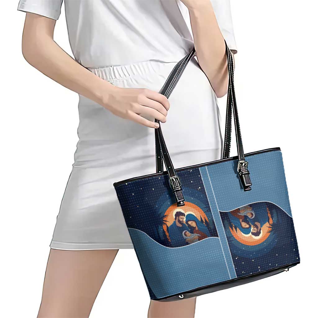 Western Yoke Leather Tote Bag Holy Family Christmas Cowboy Style - Wonder Print Shop