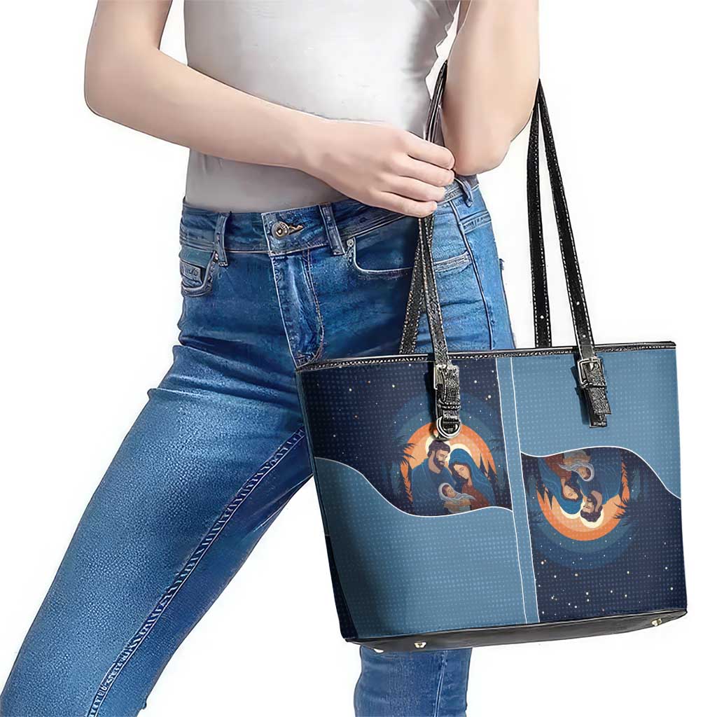 Western Yoke Leather Tote Bag Holy Family Christmas Cowboy Style - Wonder Print Shop