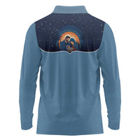 Western Yoke Long Sleeve Polo Shirt Holy Family Christmas Cowboy Style - Wonder Print Shop