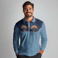 Western Yoke Long Sleeve Polo Shirt Holy Family Christmas Cowboy Style - Wonder Print Shop