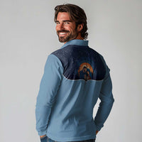 Western Yoke Long Sleeve Polo Shirt Holy Family Christmas Cowboy Style - Wonder Print Shop