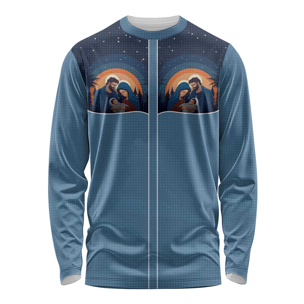 Western Yoke Long Sleeve Shirt Holy Family Christmas Cowboy Style - Wonder Print Shop