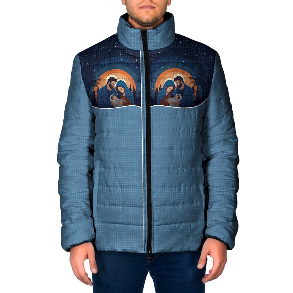 Western Yoke Padded Jacket Holy Family Christmas Cowboy Style - Wonder Print Shop