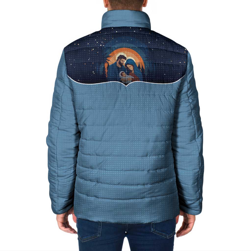 Western Yoke Padded Jacket Holy Family Christmas Cowboy Style - Wonder Print Shop