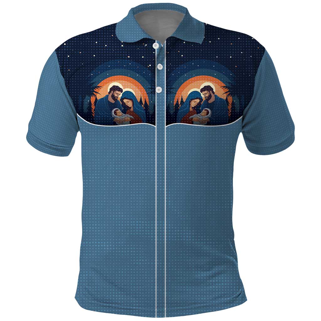 Western Yoke Polo Shirt Holy Family Christmas Cowboy Style - Wonder Print Shop