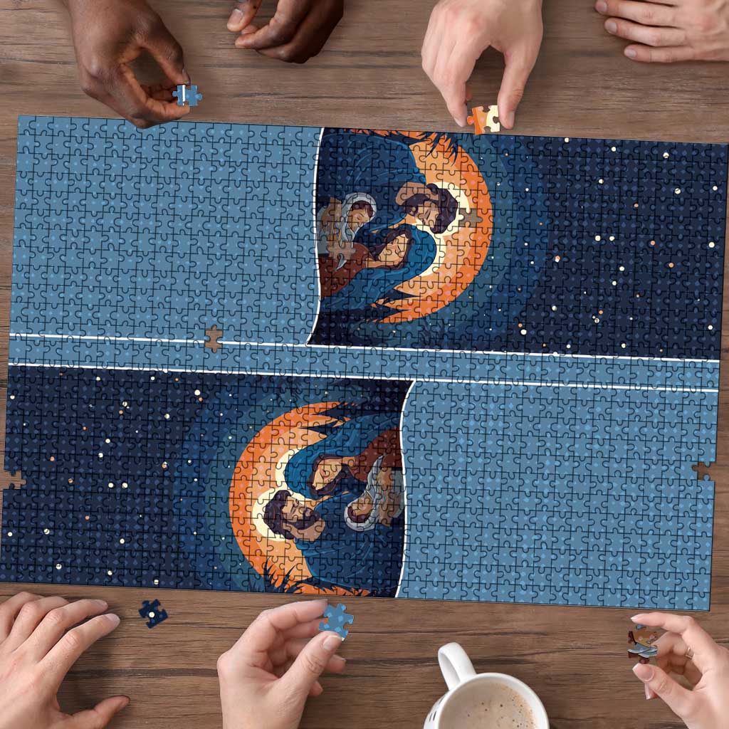 Western Yoke Puzzle Holy Family Christmas Cowboy Style - Wonder Print Shop