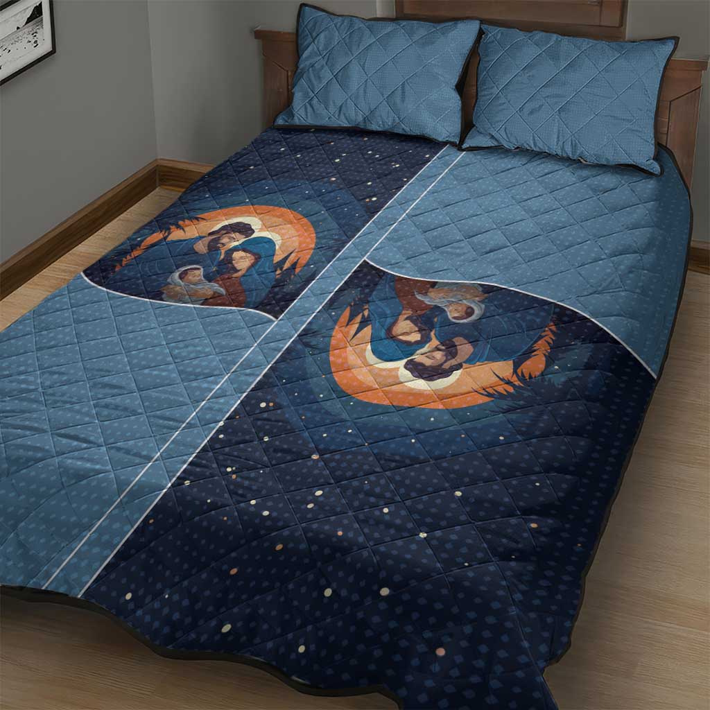 Western Yoke Quilt Bed Set Holy Family Christmas Cowboy Style - Wonder Print Shop
