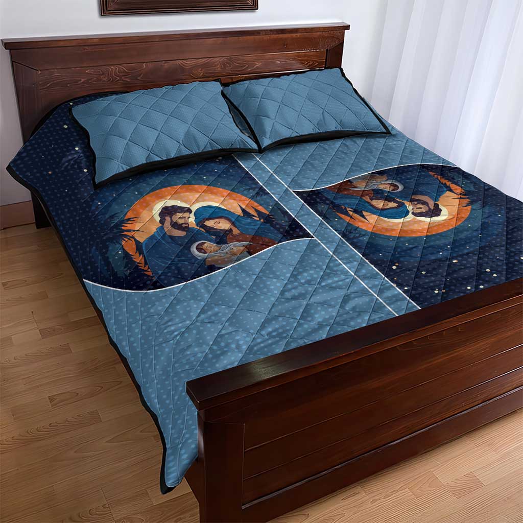 Western Yoke Quilt Bed Set Holy Family Christmas Cowboy Style - Wonder Print Shop
