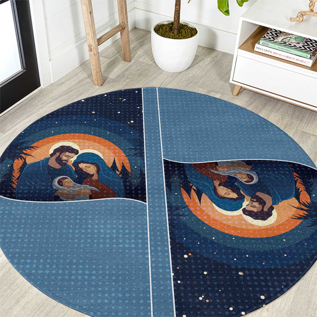 Western Yoke Round Carpet Holy Family Christmas Cowboy Style - Wonder Print Shop