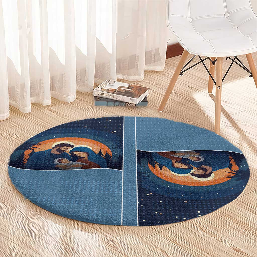 Western Yoke Round Carpet Holy Family Christmas Cowboy Style - Wonder Print Shop