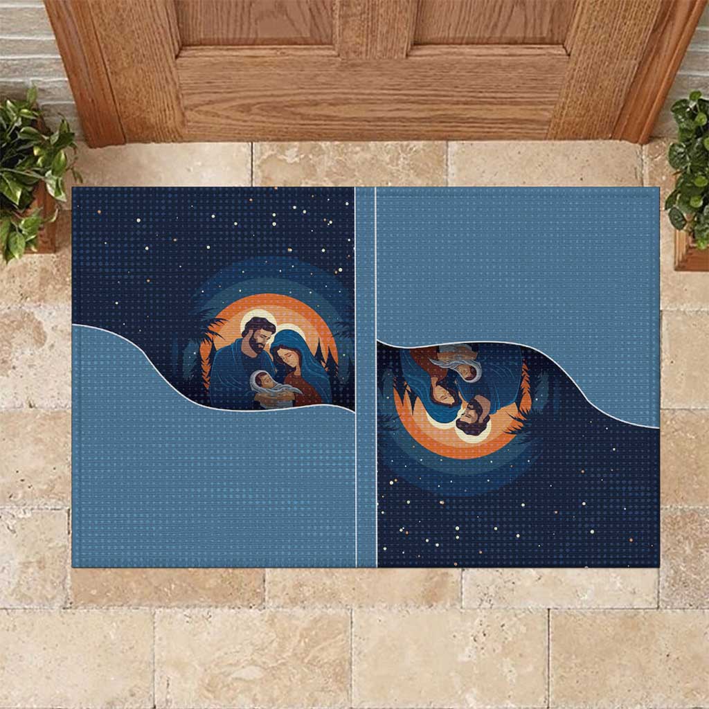 Western Yoke Rubber Doormat Holy Family Christmas Cowboy Style - Wonder Print Shop