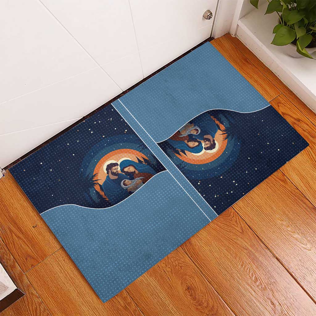 Western Yoke Rubber Doormat Holy Family Christmas Cowboy Style - Wonder Print Shop