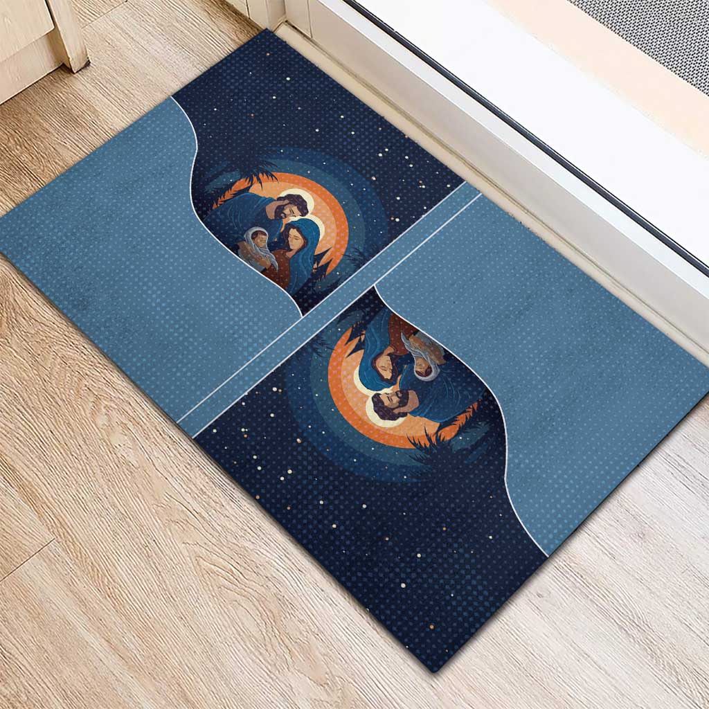 Western Yoke Rubber Doormat Holy Family Christmas Cowboy Style - Wonder Print Shop