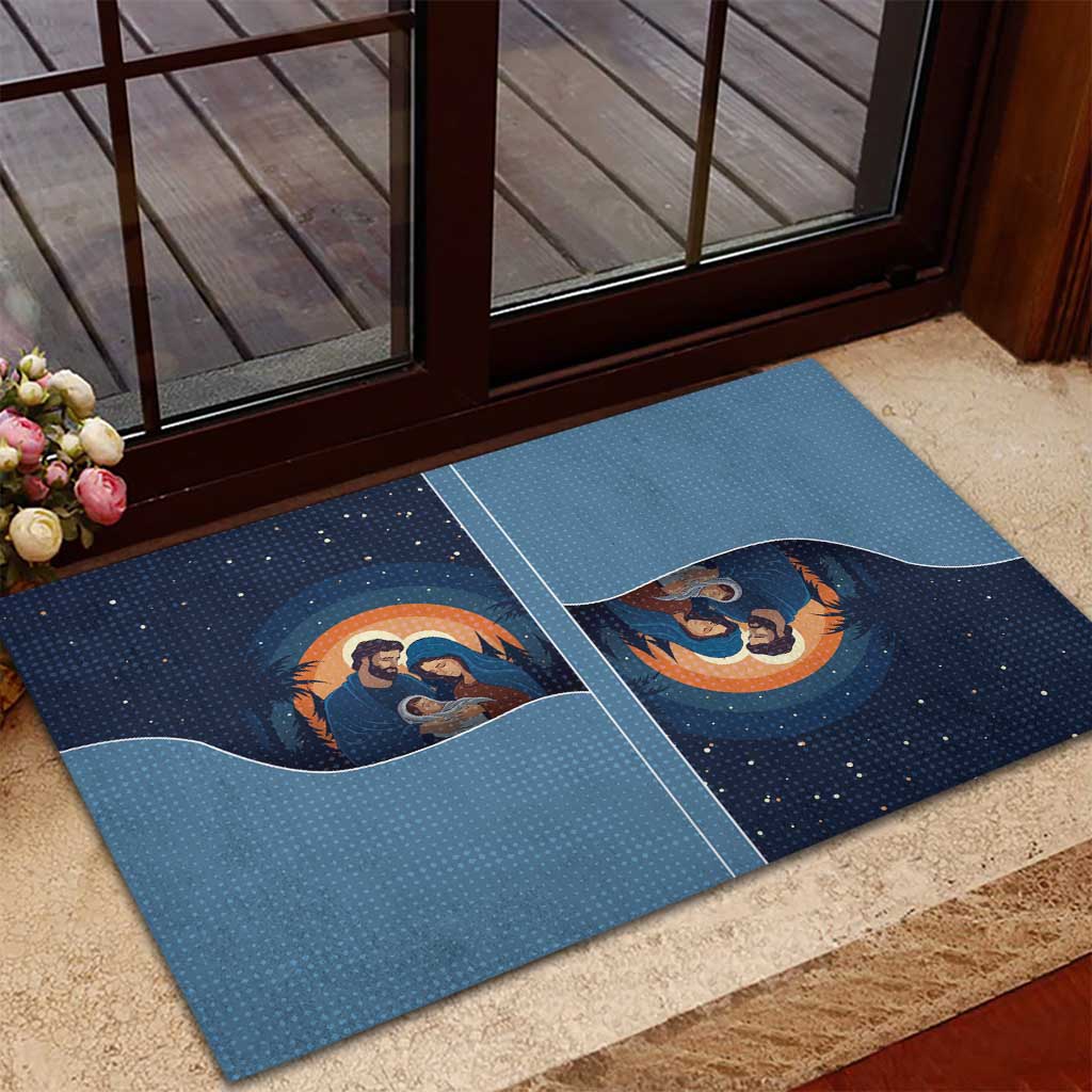 Western Yoke Rubber Doormat Holy Family Christmas Cowboy Style - Wonder Print Shop