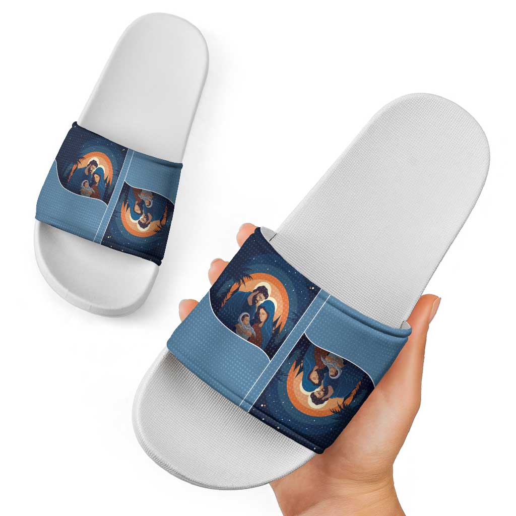 Western Yoke Slide Sandals Holy Family Christmas Cowboy Style - Wonder Print Shop